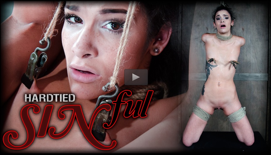 SINful (Eden S.,Hardtied.com) [2017, Nipple Clamps, Nipple Weights, Pussy Flogging, Rope Bondage]
