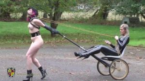Mistress Quinn's new Pony Girl -Part I [2014,catsuits,rolling,girls on/as vehicles][Eng]