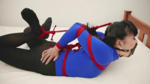 Blue Bodysuit Red Rope [Restricted Senses,Stockings,Asian,Rope Bondage][Eng]