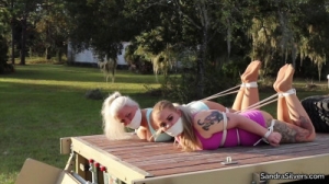 Sandra and Whitney, Truck Tied and Foot Worshipped! [BDSM,torture,Rope,Bondage][Eng]