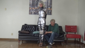 Claire D'Lune - Silver PVC Hobble Dress and Leather Bondage [2019,BDSM Latex,Bondage,BDSM,Rope][Eng]