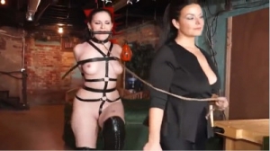 Bondage, torture and hogtie for naked brunette part 1 [2021,BDSM][Eng]