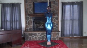 Serene Isley - Blue PVC Hobble Dress and Leather Bound [BDSM Latex,BDSM,Rope,Bondage][Eng]