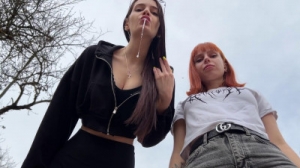 Sofi, Kira Bully Girls Spit On You And Order You To Lick Their Dirty Sneakers [Femdom and Strapon][Eng]