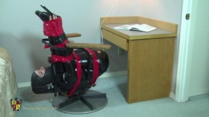 Femcar Bound in Gord's Famous Office Chair [BDSM Latex][Eng]