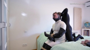 Bound and gagged by the zentai burglar, bondishboys [Femdom and Strapon][Eng]