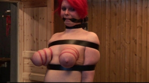 BreastsInPain - Rubber Band Sausage Tits for Red Hibisca [BDSM,BreastsInPain,Bdsm][Eng]