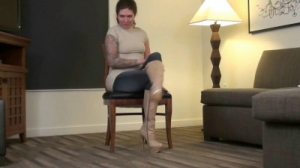 Daphney Beige High Heeled Knee Boots [Femdom and Strapon,Bondage,Rope,BDSM][Eng]
