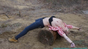Staked Out Spread Eagle Back Breacker in the Cold for the Firewood Thief part 1 [BDSM][Eng]