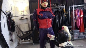 Benedictus - Scene 4 - Lady Blackdiamond and Rubber Sissy [Femdom and Strapon][Eng]