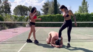 OnlyFans - Casual girls dominating loser on tennis court [Femdom and Strapon,OnlyFans,Femdom][Eng]