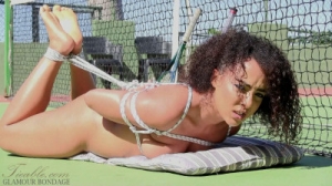 Kayla Louise - Hogtied on the tennis court [BDSM][Eng]