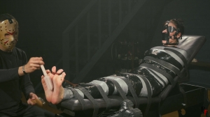 RFStudioProduction – Pandora Gagged and Tightly Wrapped – Mummified Bundle with Sweaty Bare Feet ...