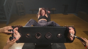 RFStudioProduction – Venera – First Time Foot Tickling in Stocks