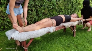 KitzelseiteTickleFun – Kovaluna & Lilith Revenche of Kovaluna – Tickling Lilith on a bench in the...