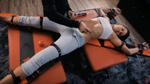 RFStudioProduction – Tickling, Ice, Wax and Darsonval on Rebecca's Tied Tummy on the Cross-mf, Ti...