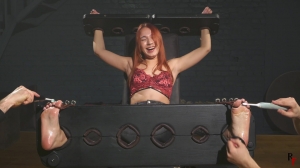 RFStudioProduction – Veronica Barefoot in Stocks – Double Tickling on Soles and Upper Body-mf, Ti...