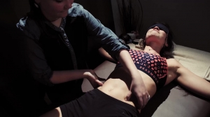 TickleTherapy – Smiley Tina on the massage table by Khristina-ff,  TicklingFeet, TicklingUpperBody