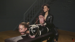RFStudioProduction – Brittany Hogtied in Catsuit – Nosehook, Ring Gag, Tit Ties and Toe Ties – Fo...