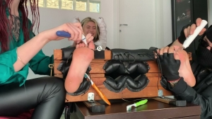 MistressAmarena – TICKLING OUR BLONDE SLAVE- mff, TicklingFeet