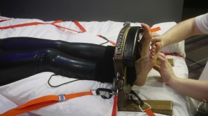 Girl Next Door Domme Lottie LaLay Stocked, Toetied and Tickled in Latex Pants- mf, TicklingFeet, ...