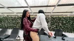 EVIL WOMAN - Strap-on fucking on slave on the tarrace-Strapon